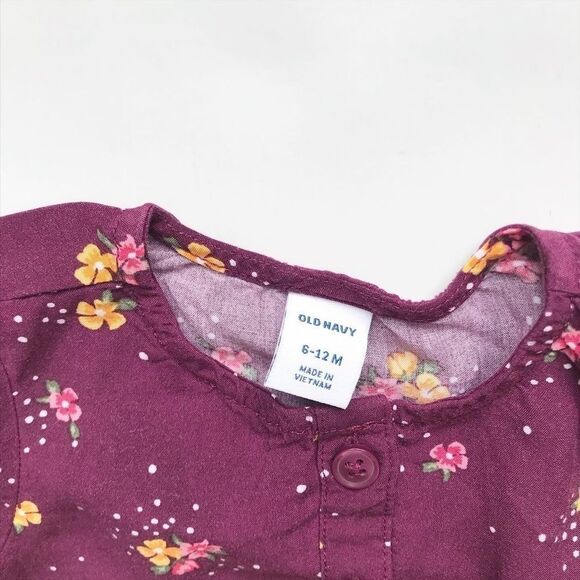 Old Navy plum floral LS romper VGUC  6-12 months - Picture 3 of 4